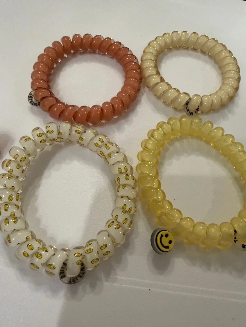 TELETIES Coiled Phone Cord Hair Ties - Yellow, Cream, Peach & Confetti Sets